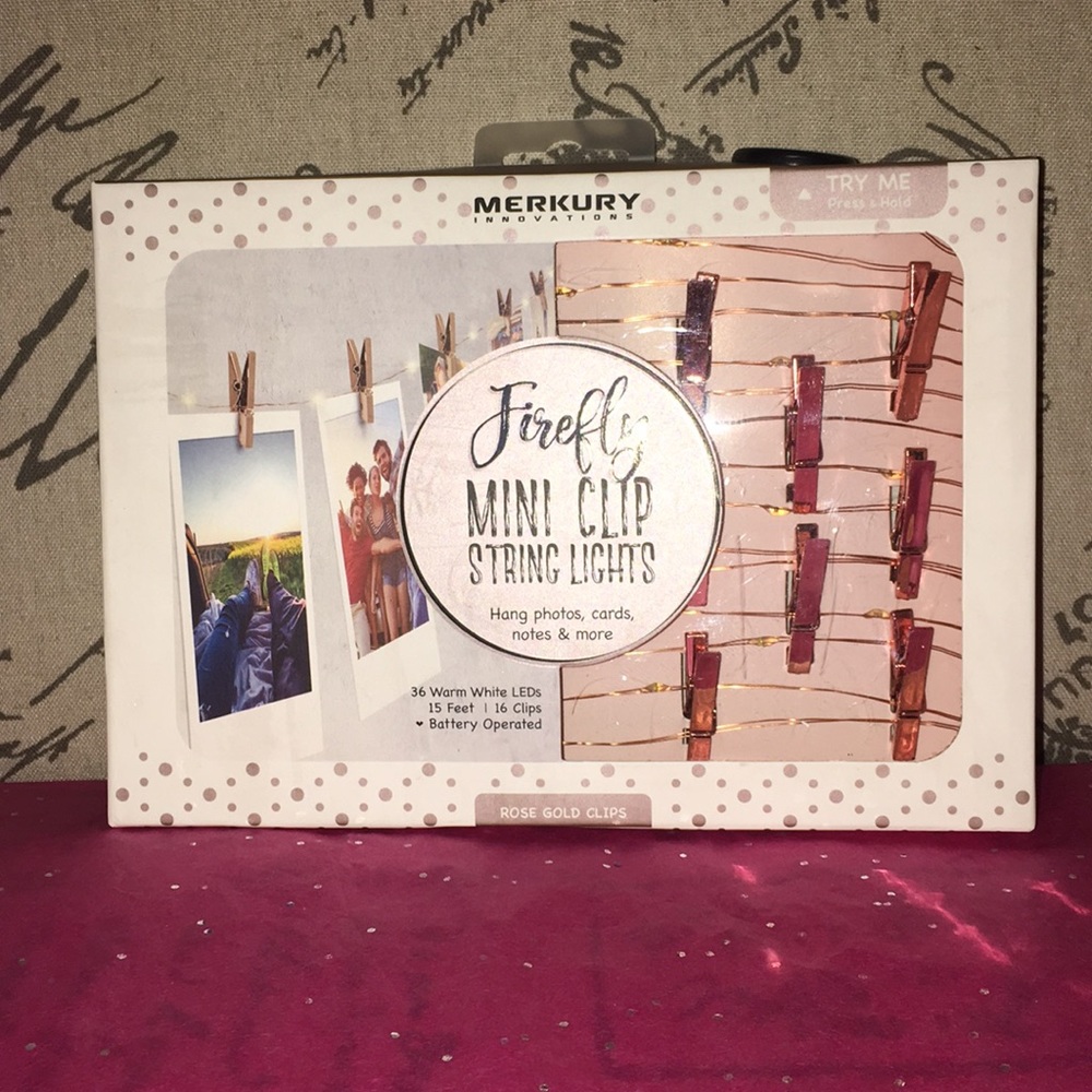2/$10 Firefly mini clip lights rose gold brand new